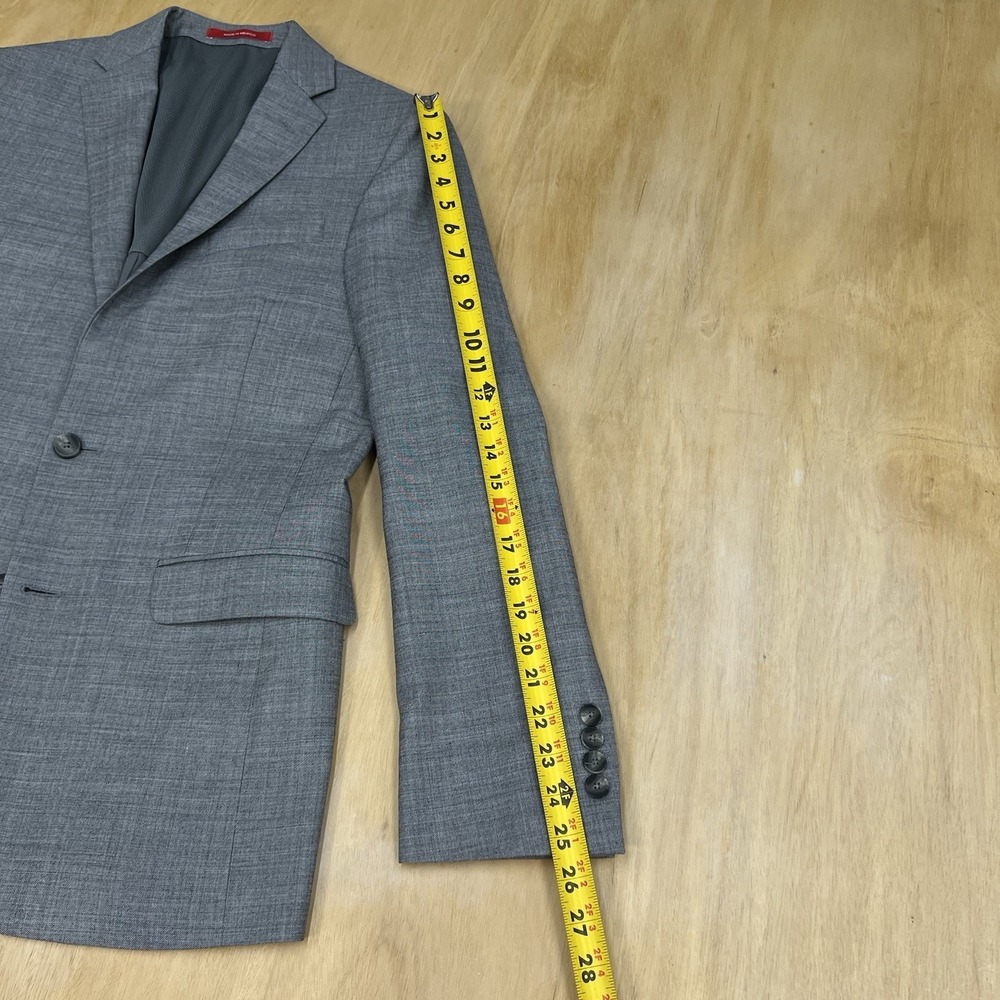 Kenneth Cole Blazer Sport Jacket Mens 38L Long Slim Fit Wool Blend Stretch Gray - Picture 7 of 13